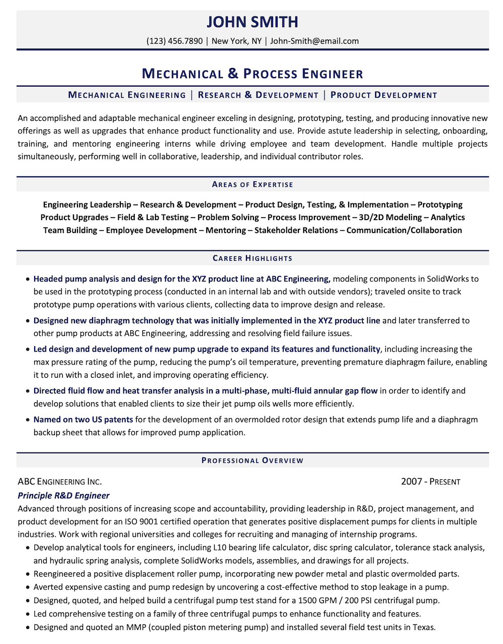 Engineering Resume Sample