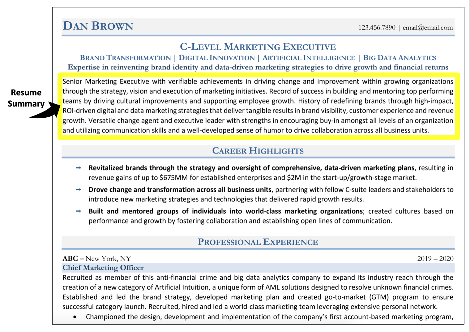 writing a profile summary for resume