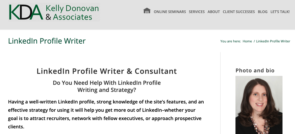 Kelly Donovan&Associates-LinkedIn个人资料撰写服务