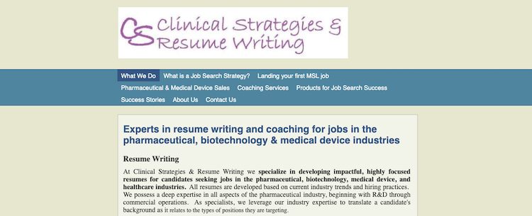 Clinical Strategies & Resume Writing - Best Medical/Pharma Resume Service